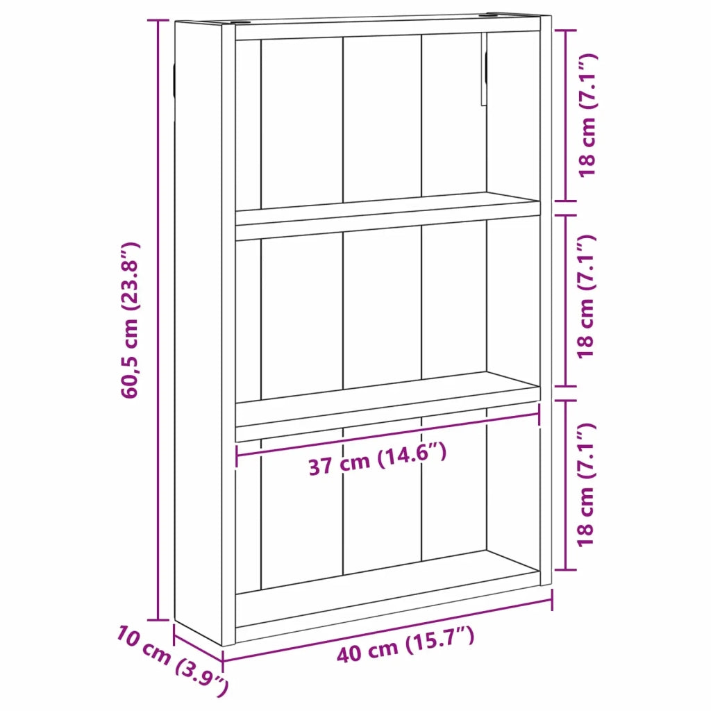 Armadio da Bagno | Mobile da Bagno a muro Quercia Affumicata 40 x 10 x 60,5 cm