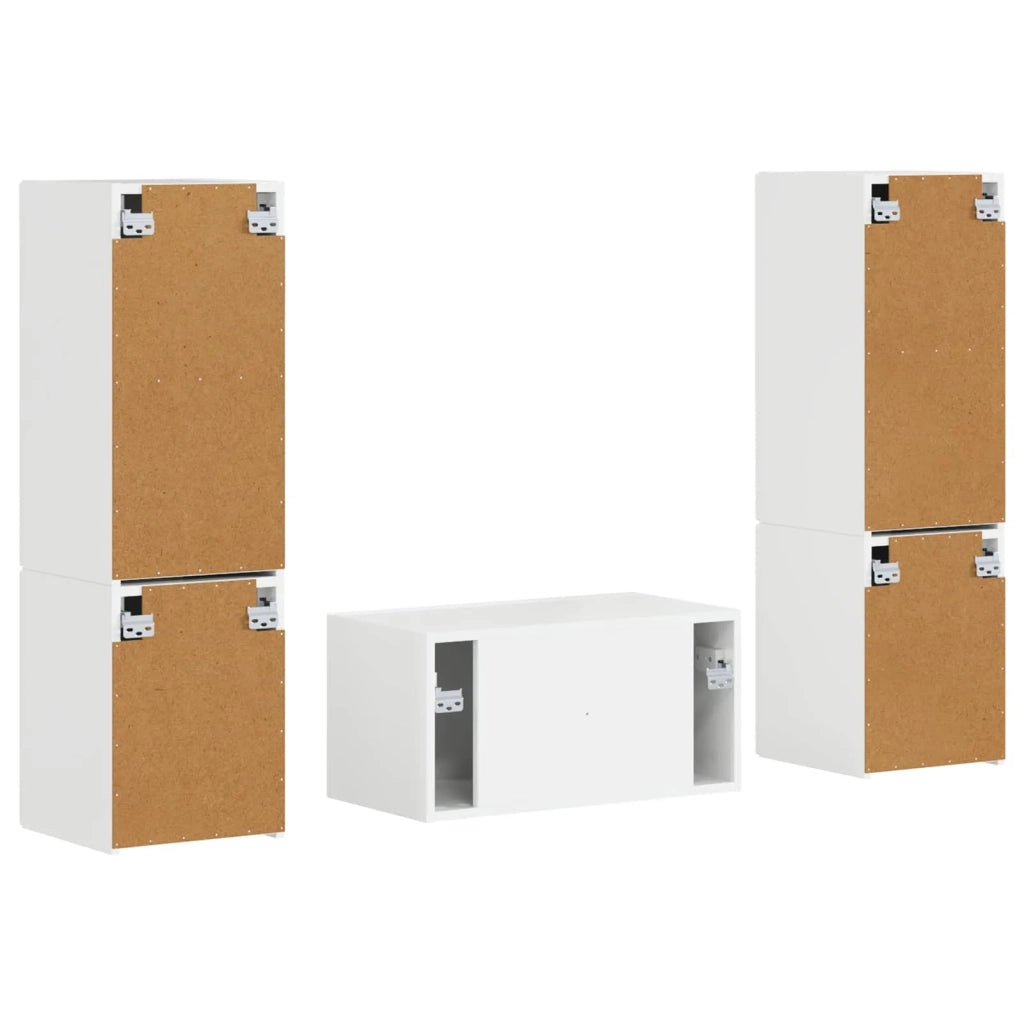 Set mobile TV 5 pcs Bianco Lucido Legno multistrato 3409100