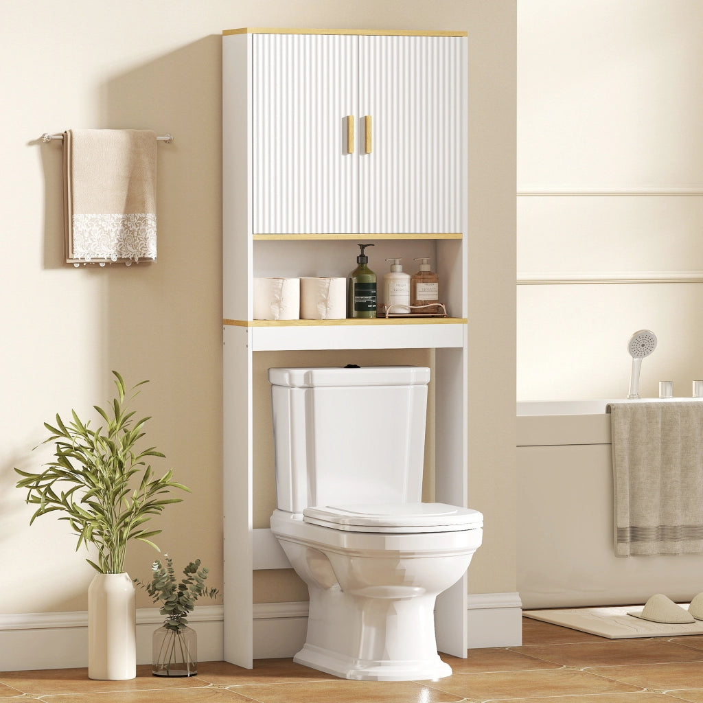 Mobile WC 3 livelli ripiani regolabili ¨C Minimal ¨C bianco 64x20x170,5cm