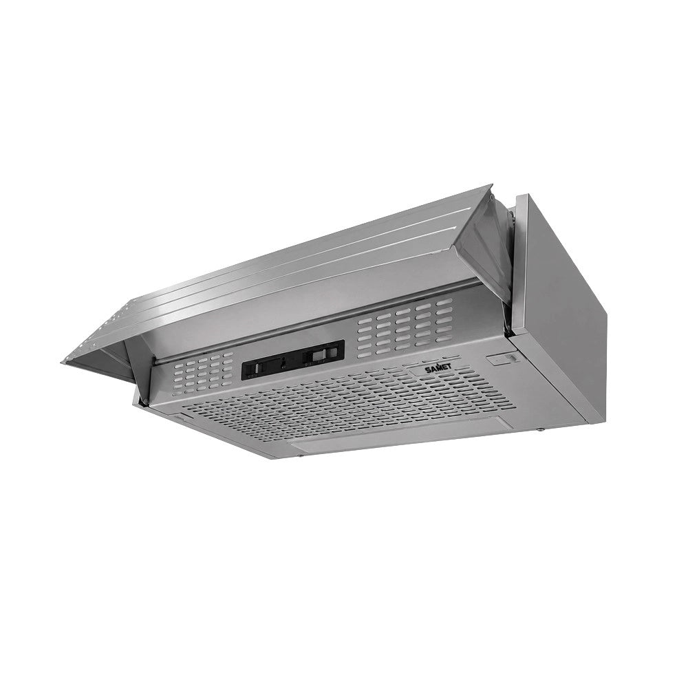 Samet, Cappa Aspirante da Incasso 60 cm Estraibile, con Luce LED e Potenza 300 m³/h, Colore Alluminio, 60x30x15 cm