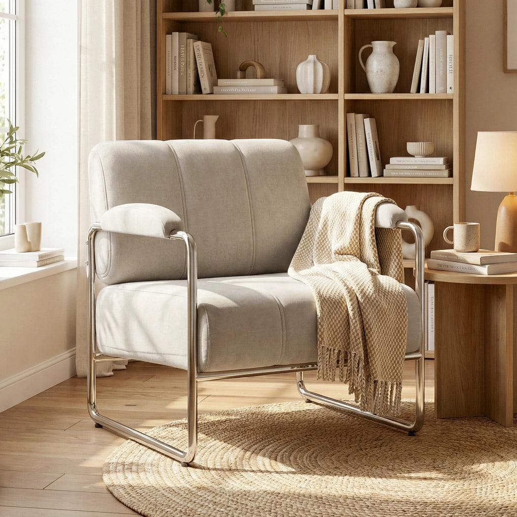 Poltrona e Poltroncina in Ciniglia Morbida ¨C Minimal ¨C Beige