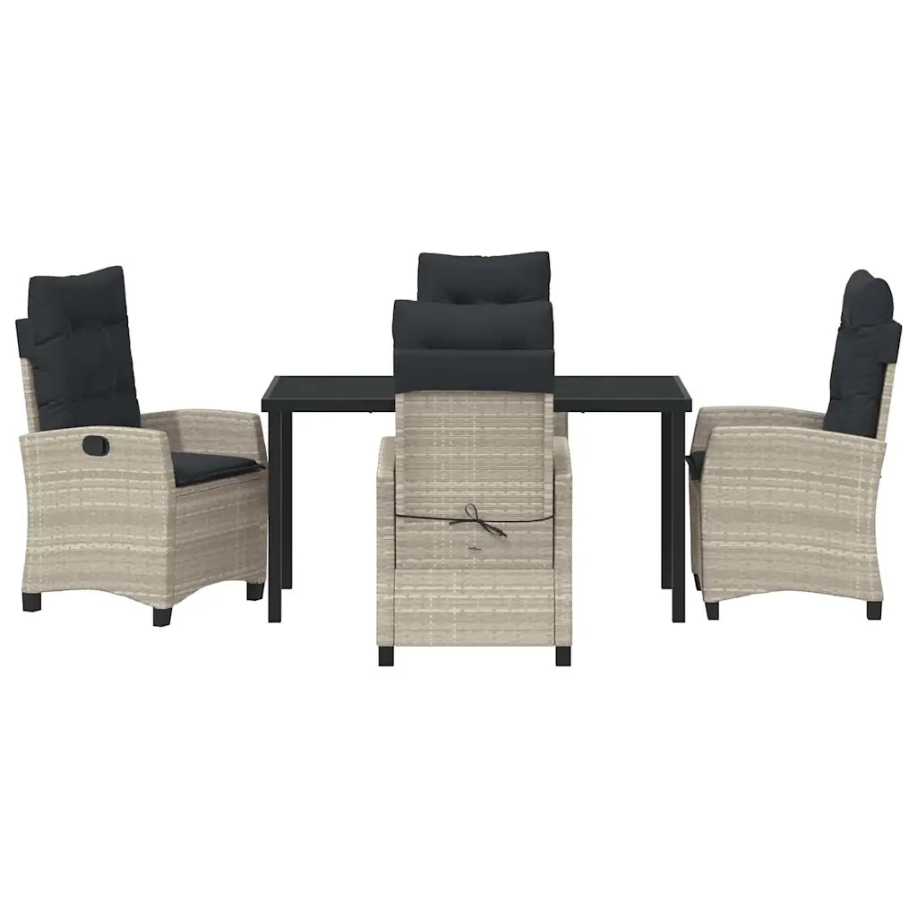 Set da Pranzo per Giardino 5 pcs Grigio chiaro polyrattan