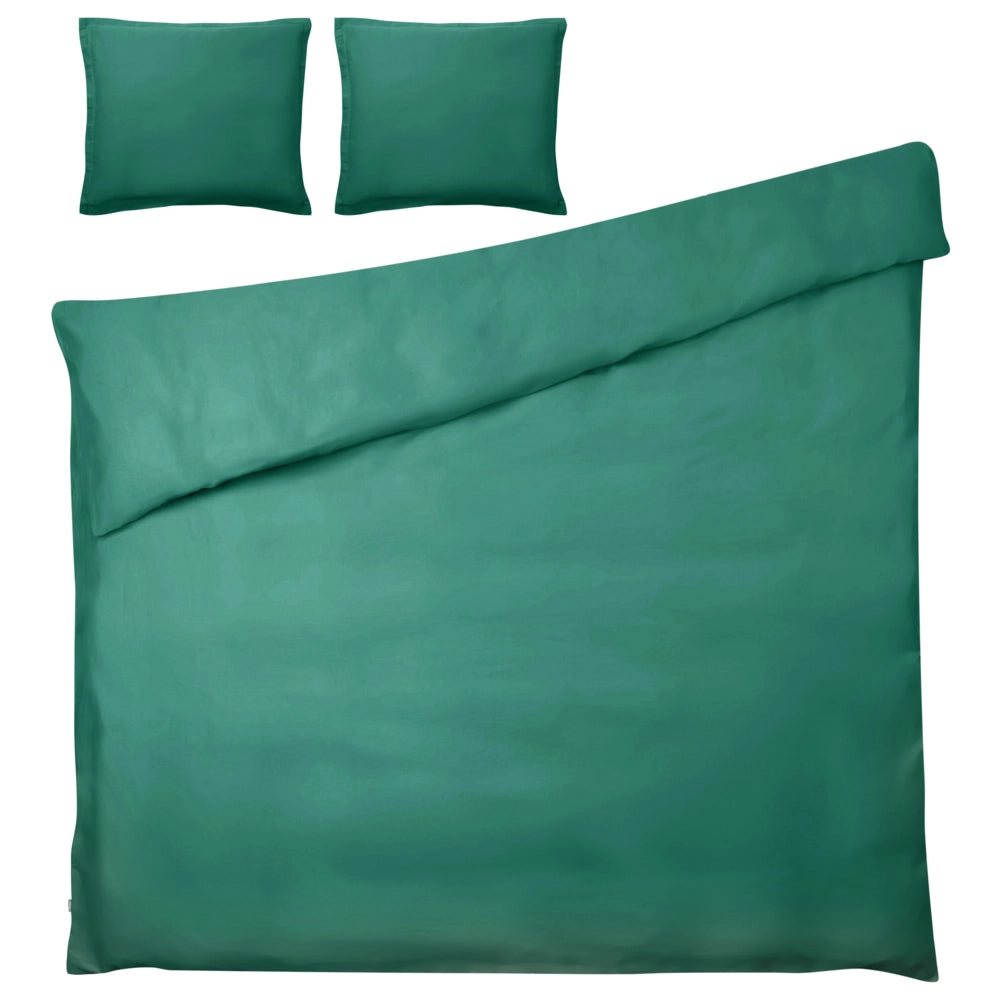 Set copripiumino e federa in cotone satinato verde 200 x 200 cm per una camera da letto moderna