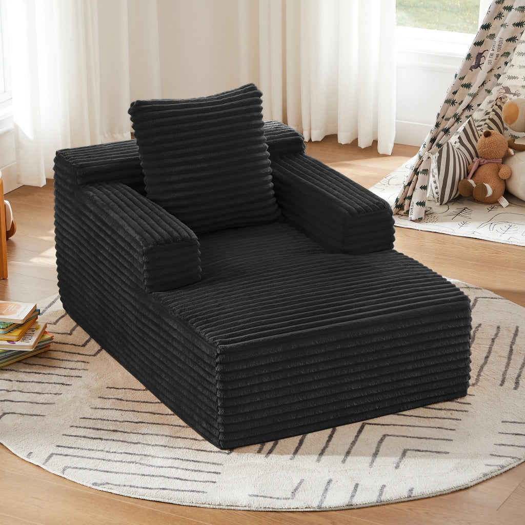 Chaise longue trasformabile in velluto a coste nero