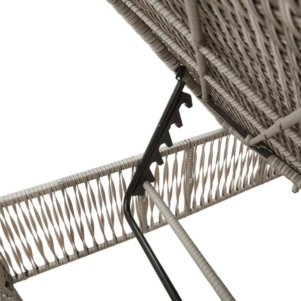 Lettino Prendisole con Cuscino Grigio Chiaro in Polyrattan 4002742