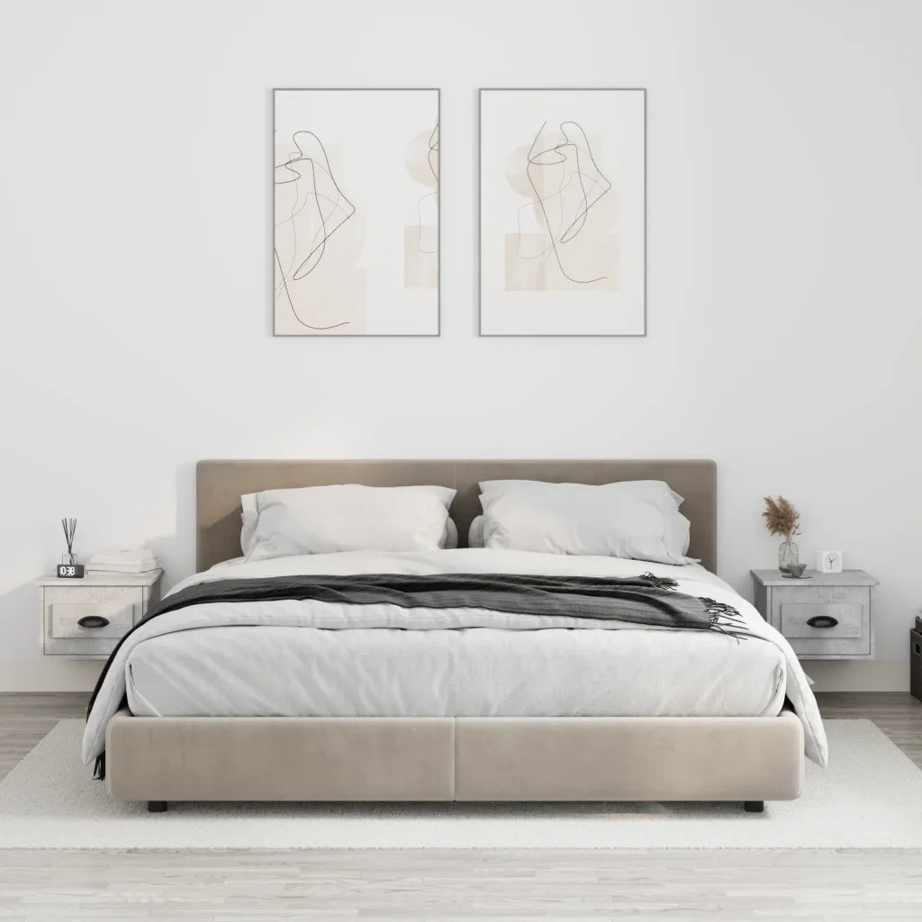 Set di 2 Comodini | Armadio da Notte | Mobiletto da notte a Parete Grigio Cemento 41,5x36x28 cm