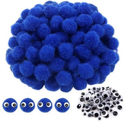 Pomponi creativi - soffici e densi - blu - con occhi mobili - per decorazioni e progetti - 570 pezzi