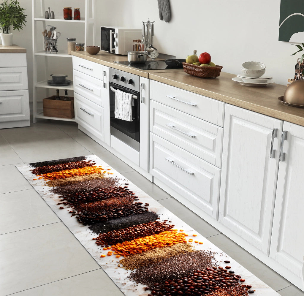 Tappeto Cucina Antiscivolo Made in Italy Passatoia Antimacchia Multiuso Corridoio Soggiorno Lavabile in Lavatrice - 50x600 - Multi Chicchi