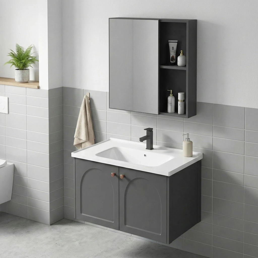 Set Di Mobili Da Bagno Con Lavabo Denver 60cm Grey