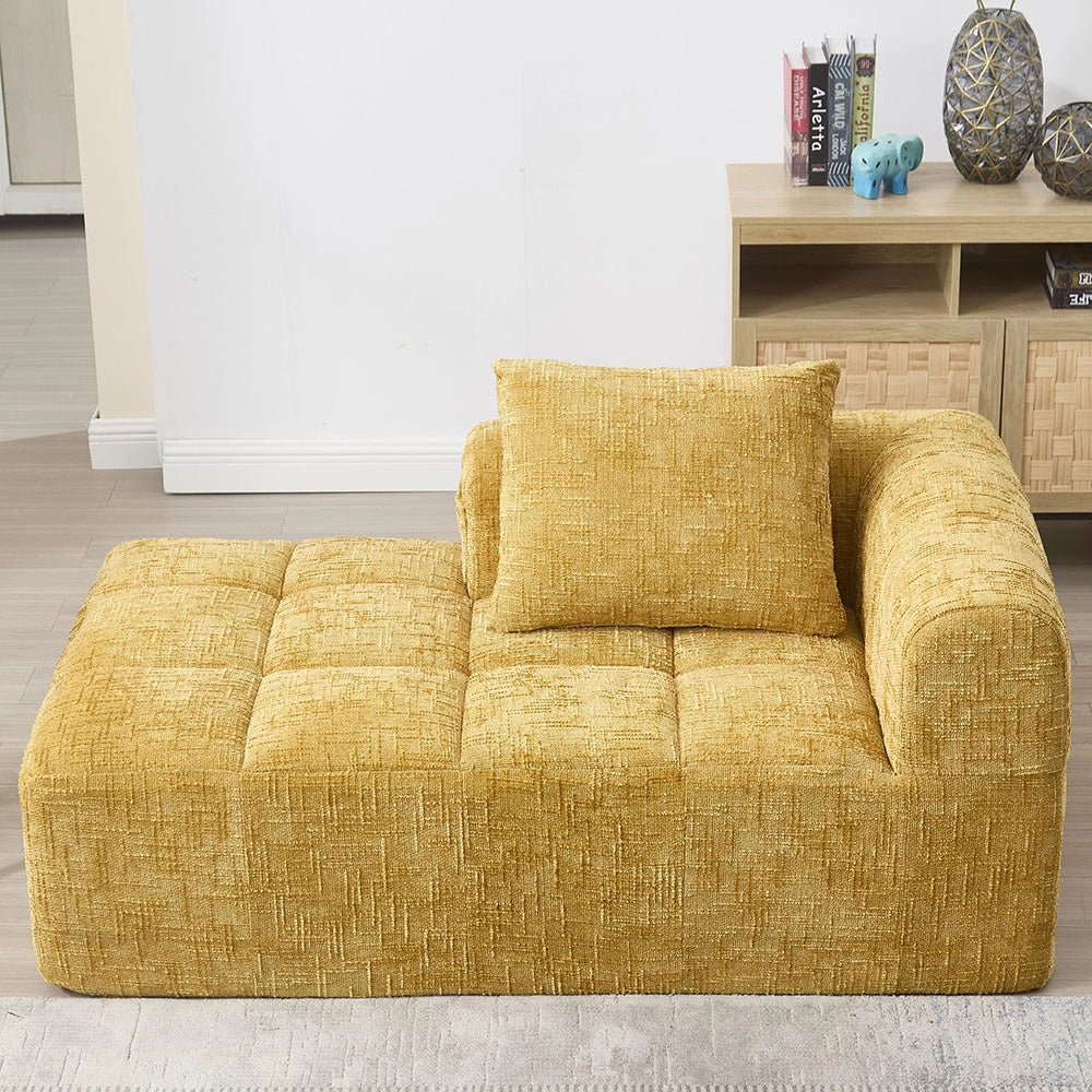 Chaise longue - Xylo - pronto uso con tasche laterali giallo