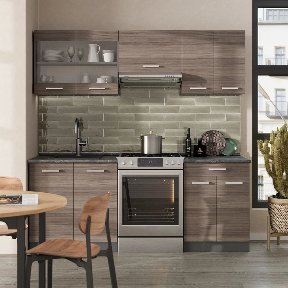 Cucina componibile R-Line Grigio nobile/Antracite 200 cm, PL Marmo Vicco