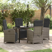 Set da Pranzo per Giardino con cuscino 5 pcs Grigio polyrattan
