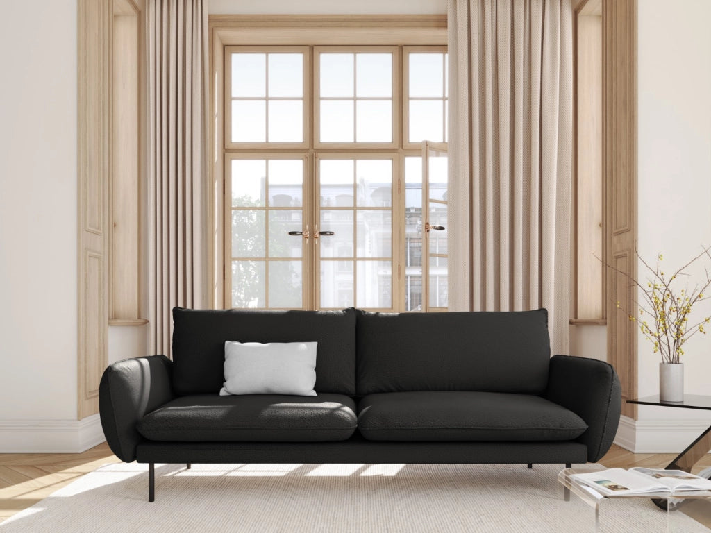 Cosmopolitan Design - Divano "Vienna" 4 posti in bouclé nero 