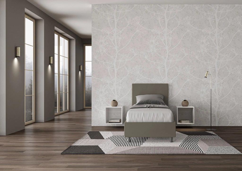 BS COM Letto singolo senza rete imbottito 80x200 similpelle cappuccino