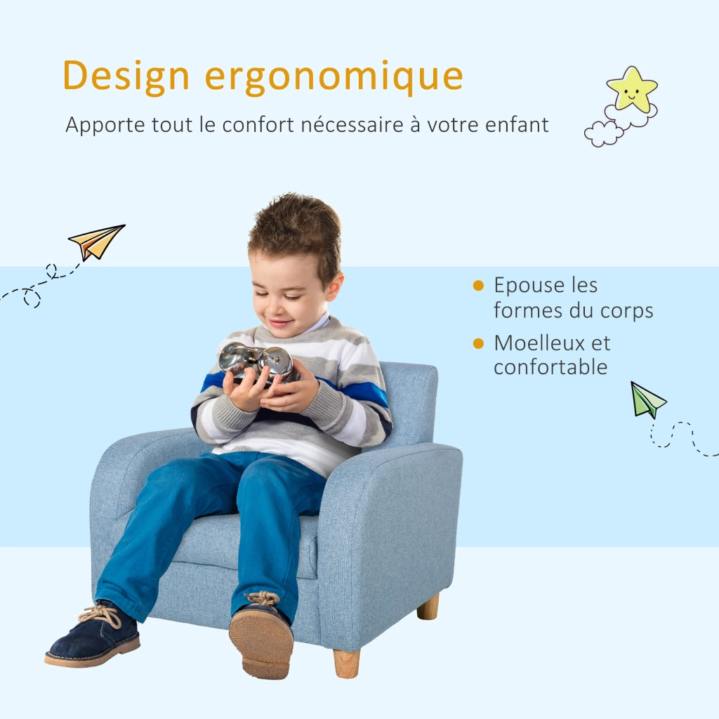 Poltrona per Bambini Design ¨C zephmum ¨C Legno, Blu, Tessuto