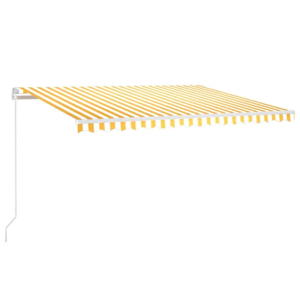 Tenda da Sole Retrattile Manuale 450x350 cm Gialla e Bianca 3068998