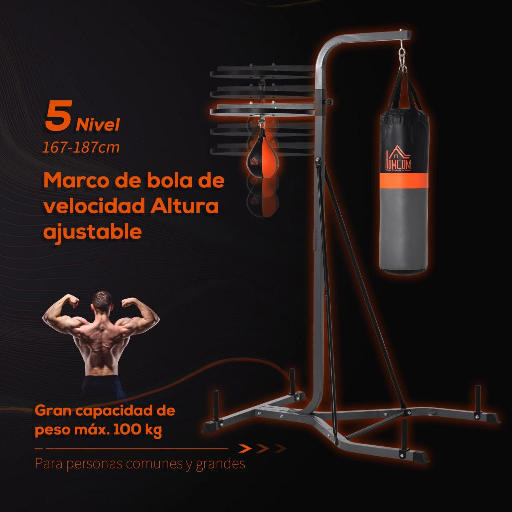 Supporto per Sacco da Boxe con Base ¨C Xylo ¨C Stazione con Palla Velocit¨¤ Inclusa Acciaio Nero