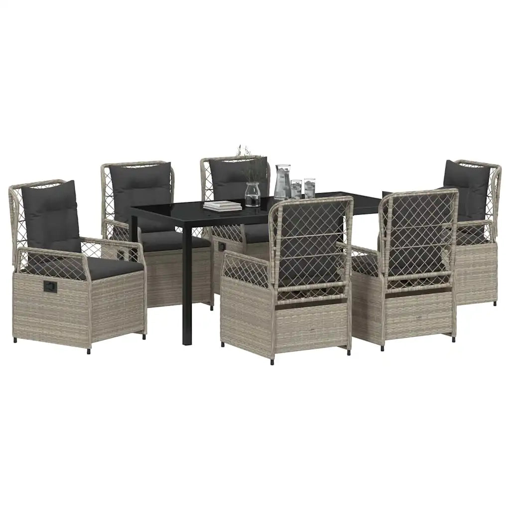 Set da Pranzo per Giardino 7 pcs Grigio chiaro polyrattan