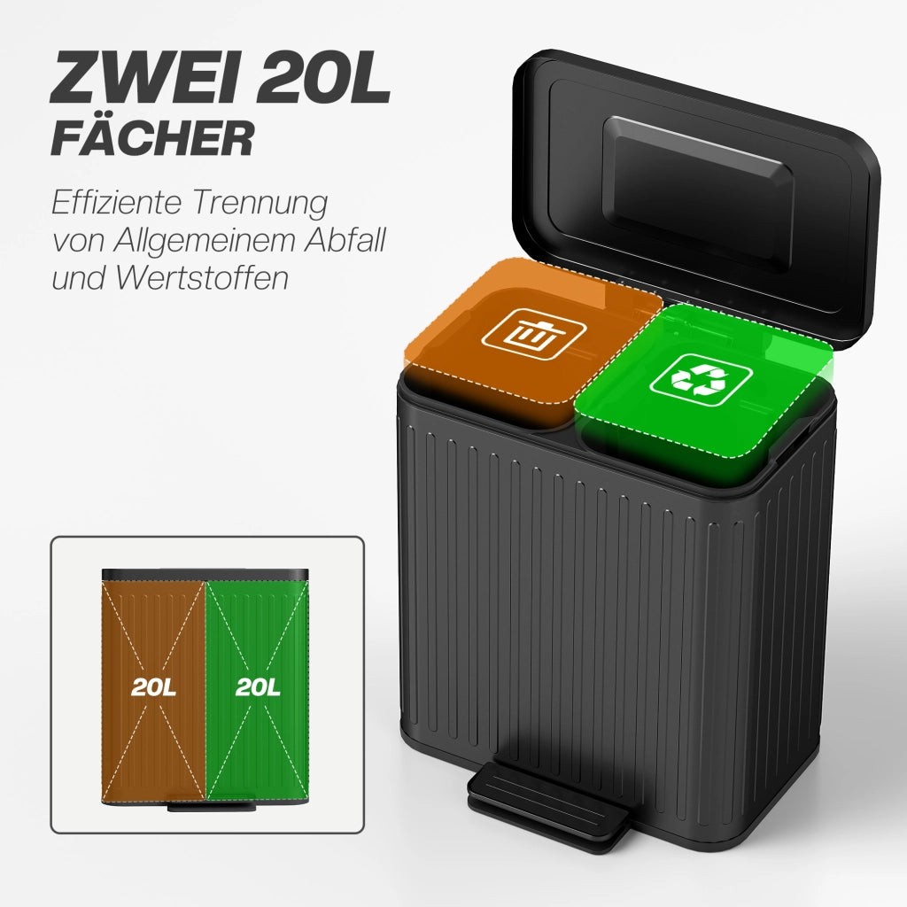 Pattumiera da Cucina ¨C Xylo ¨C 2x20L con Pedale, Nero