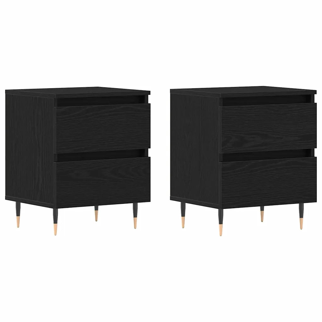 Armadio da Notte con cassetto 2 pcs Rovere Nero 40 x 35 x 50 cm 863467