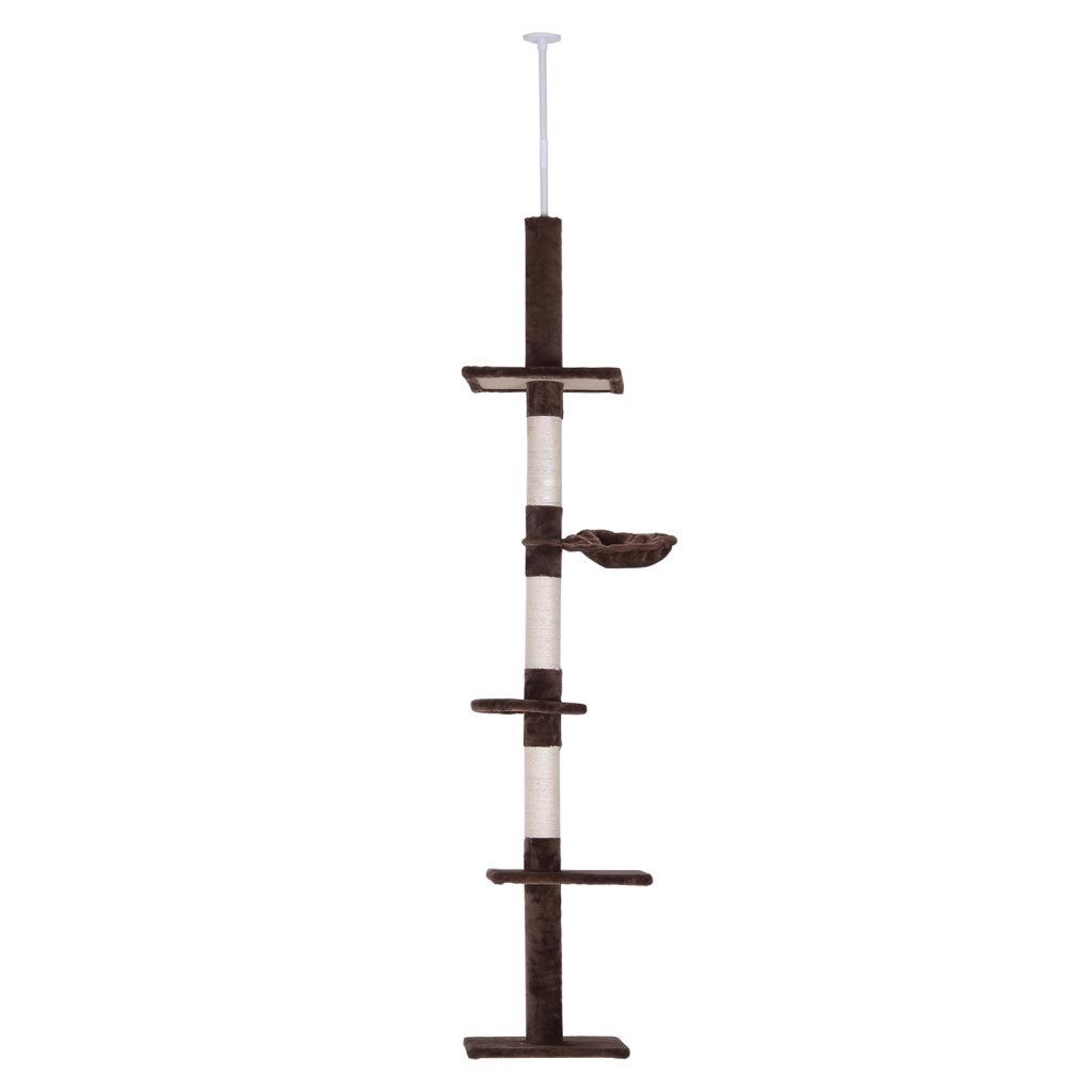 Tiragraffi Albero Multilivello ¨C Minimal ¨C Marrone 40x34x230-260cm