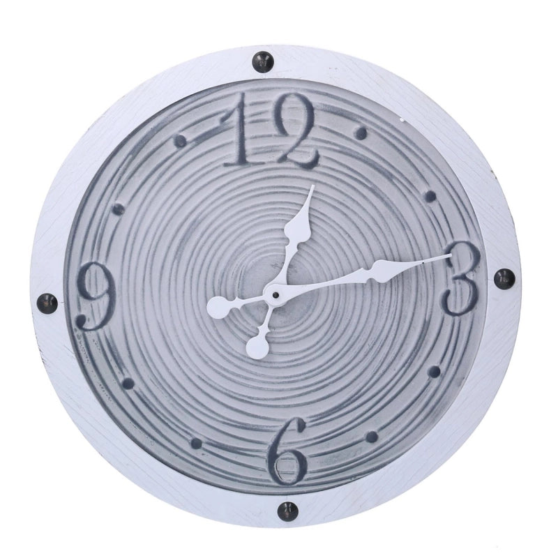 Orologio legno bordo bianco cm ø50x3