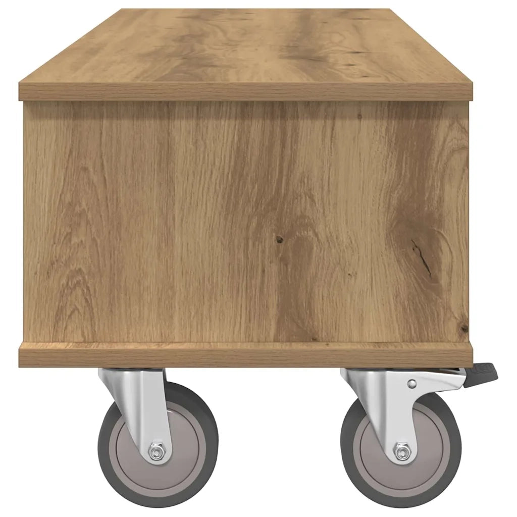 Mobile porta TV rettangolare funzionale per soggiorno 100 x 35 x 35 cm realizzato in legno di rovere composito artigianale 02_0054738