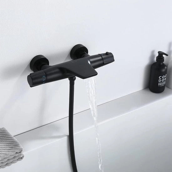 Valle Acqua Termo Regolatore di Vasca in Alluminio Nero Regolatore di Vasca a Parete per la Termo Regolazione della Vasca da Bagno