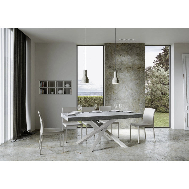 Tavolo allungabile 160/420x90 cm Volantis telaio Bianche - Cemento