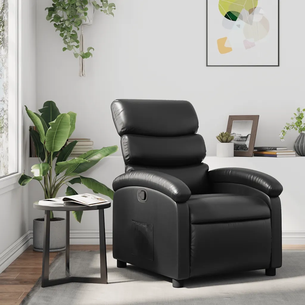 Poltrona Reclinabile Nera in Similpelle 371713