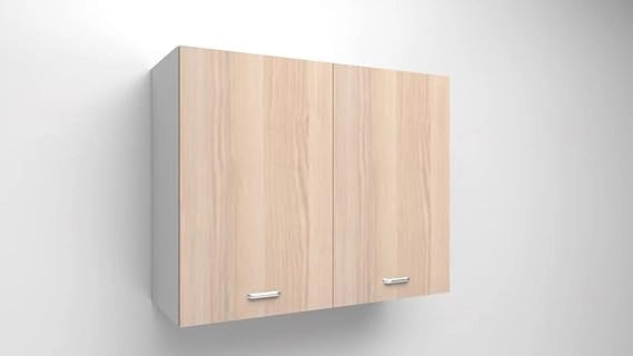 Mobile pensile cassa bianca con 2 ante in colore Rovere 72x70x33