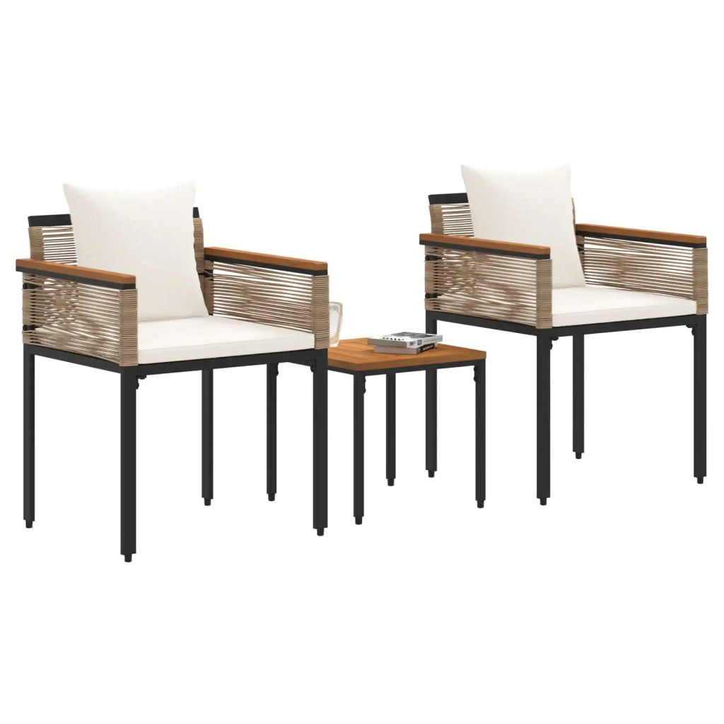 Set di Mobili da Esterno con cuscino 3 pcs Beige e Bianco Crema
