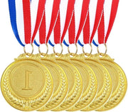 Medaglie Vincitrici 1° Classifica - Set da 6 - Medaglie d'oro con nastro rosso, bianco e blu