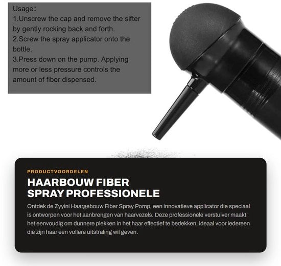 Applicatore di fibre capillari professionale - spray a polvere in flacone - atomizzatore per aumento capelli - applicazione precisa - nero - leggero in ABS - spray per aumento capelli
