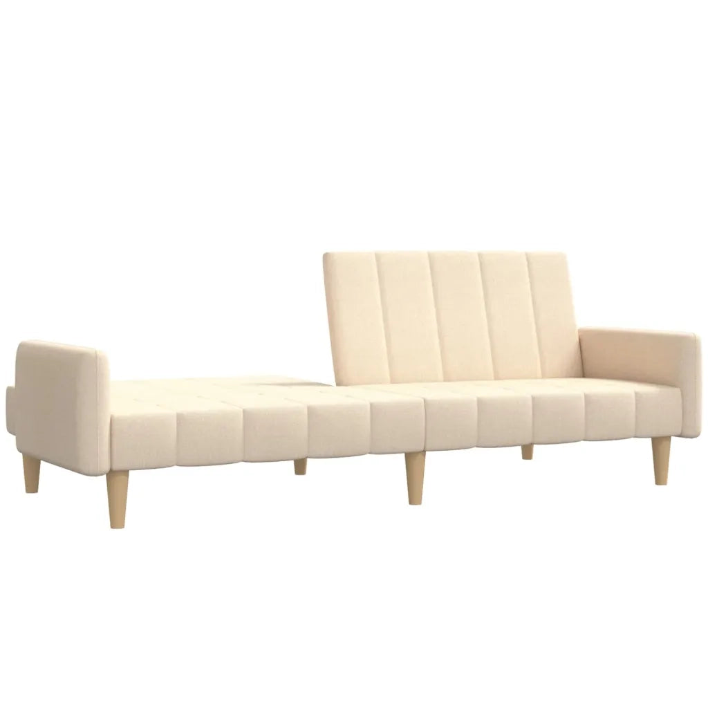 Divano Letto a 2 Posti Crema in Tessuto 375761