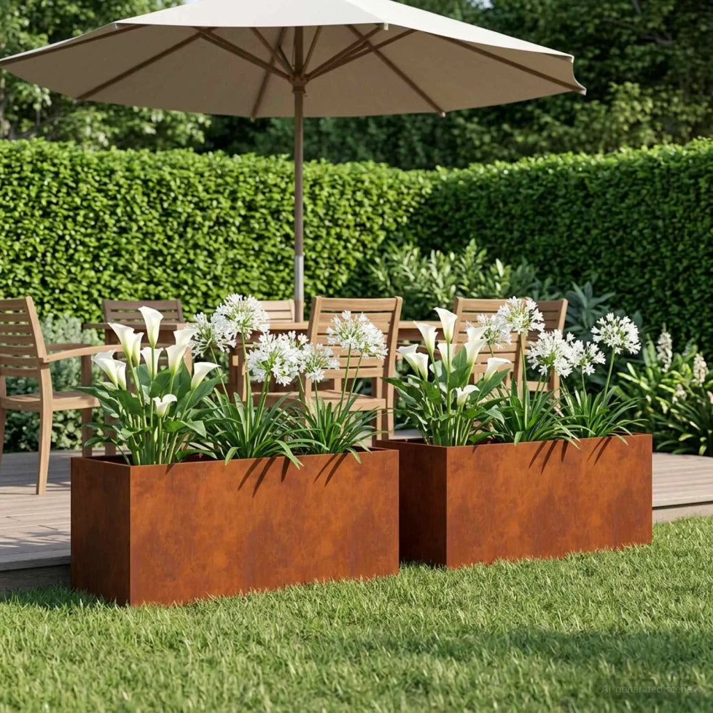 Vaso da giardino 2 pz Ruggine 80 x 40 x 40 cm Acciaio Corten 8005245