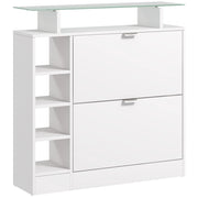 Mobiletto per Scarpe con Cassetti e Ripiani Aggiustabili ¨C Minimal ¨C Bianco 89x25x92 cm