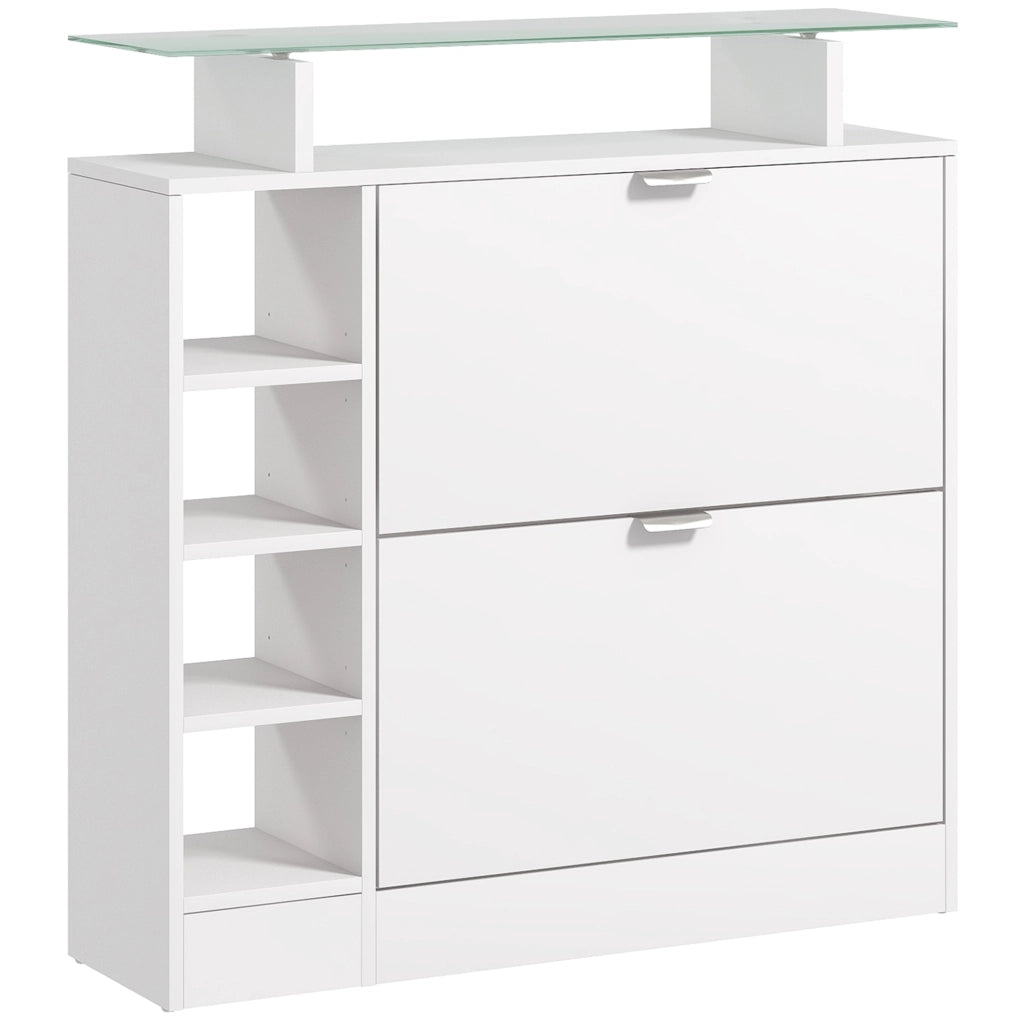Mobiletto per Scarpe con Cassetti e Ripiani Aggiustabili ¨C Minimal ¨C Bianco 89x25x92 cm