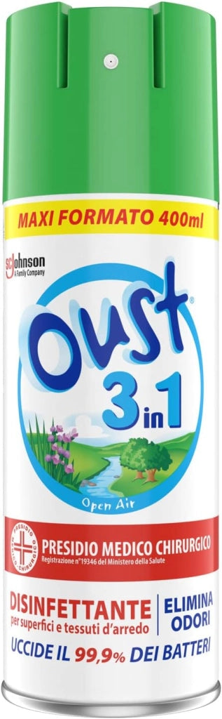OUST 3 IN 1 SPRAY ELIMINA ODORI DISINFETTANTE DA 400 ML OPENAIR VERDE
