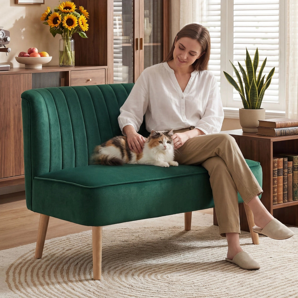 Divano 2 posti retro design ¨C Minimal ¨C verde scuro 117x56.5x77