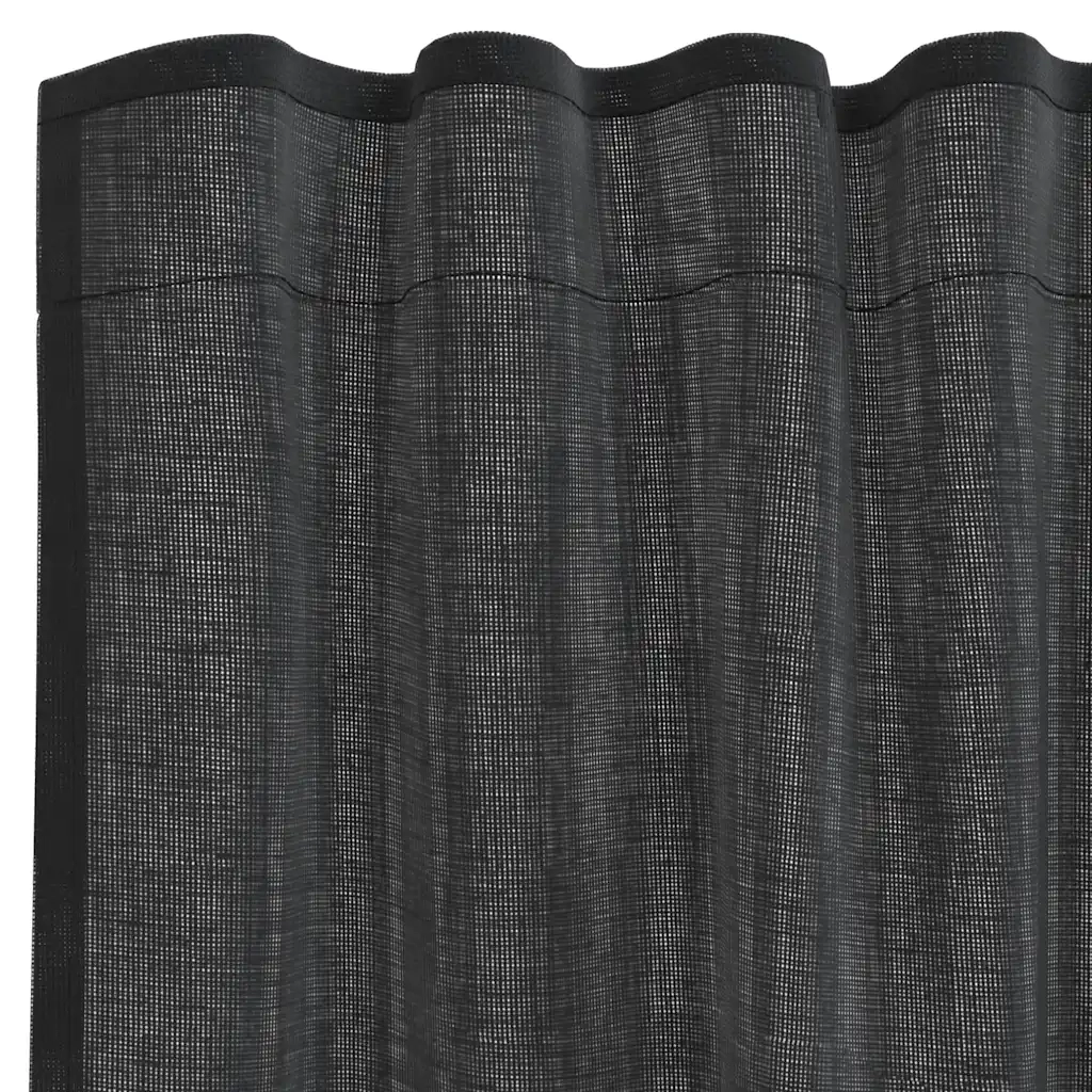 Tende in Voile con Tasche per Aste 2 pz Nero 4102170