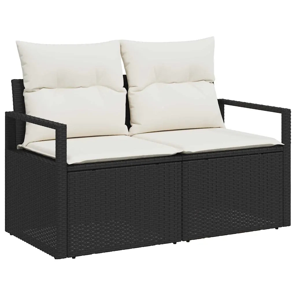 Set Divano da Giardino con cuscino 8 pcs Nero polyrattan 3360002
