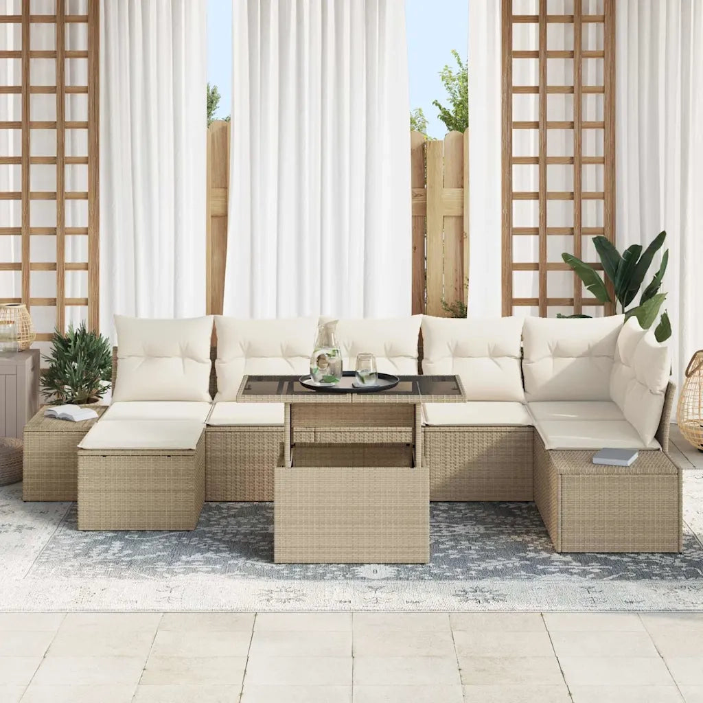 Set Divano da Giardino 8 pcs Beige Poly Rattan 3357964