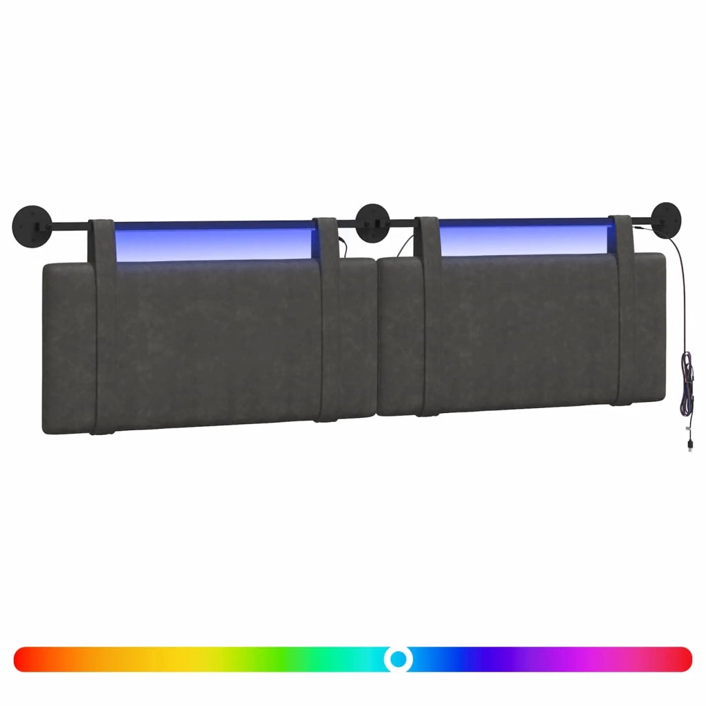 Testiera sospesa Con luce LED Nero PU Antico 3424009