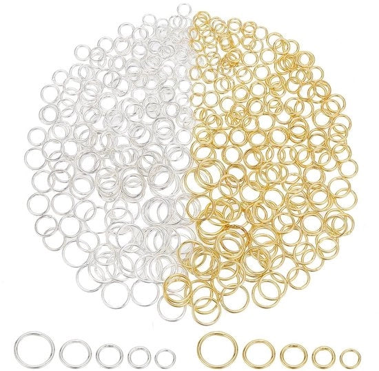 Anelli di connessione saldati - 400 pezzi - Argento e Oro - Adatti per artigianato