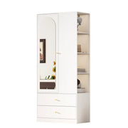 Armadio con specchio; 1 anta; 2 cassetti e 4 vani; per camera e ingresso; in MDF; bianco