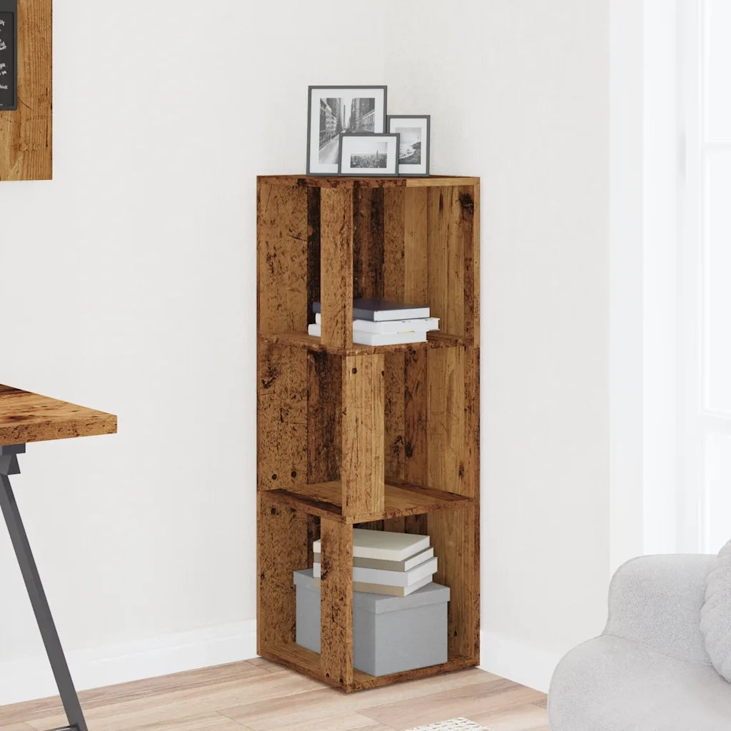 Mobile Angolare Legno Antico 33x33x100 cm Legno Multistrato 856720
