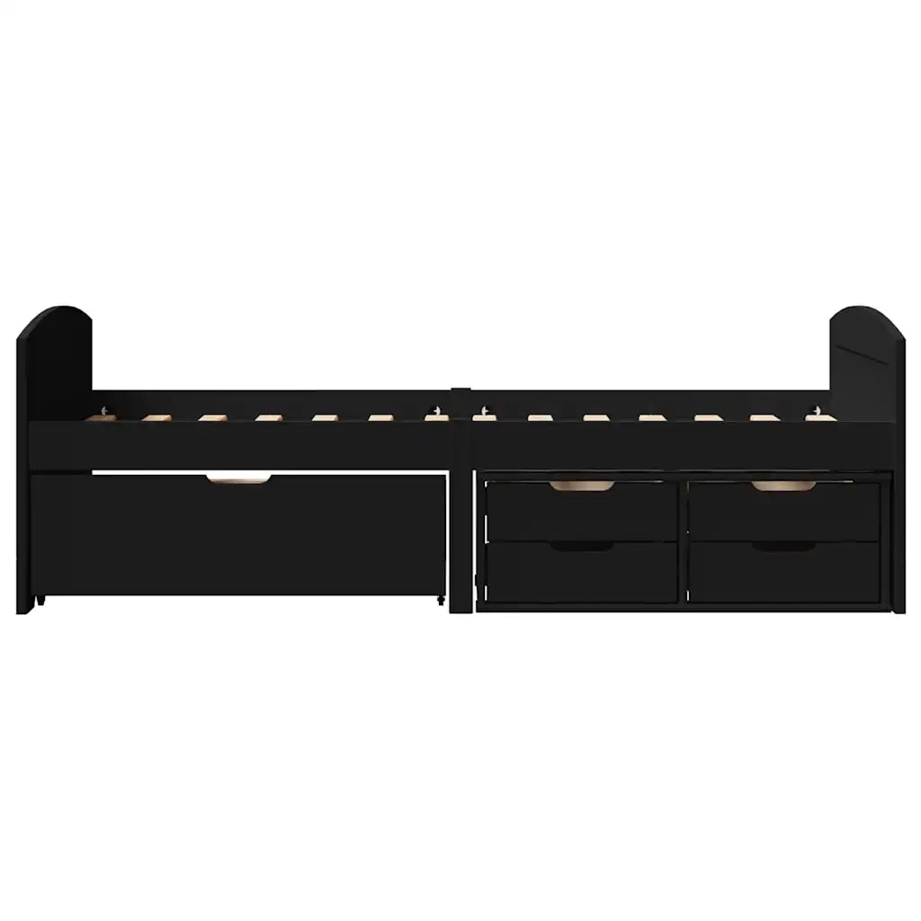 Dormeuse con 5 Cassetti senza Materasso-Divano Letto Nero 90x200 cm IRUN