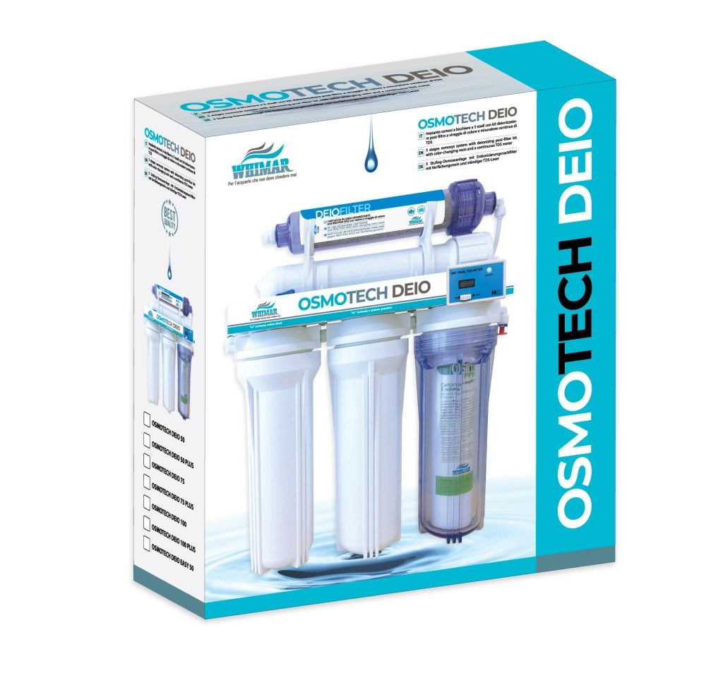 Whimar OsmoTech Deio Plus 75GPD 285 L/g Impianto 5 stadi con membrana Pentair, flush-valve, post-filtro deionizzante e TDS