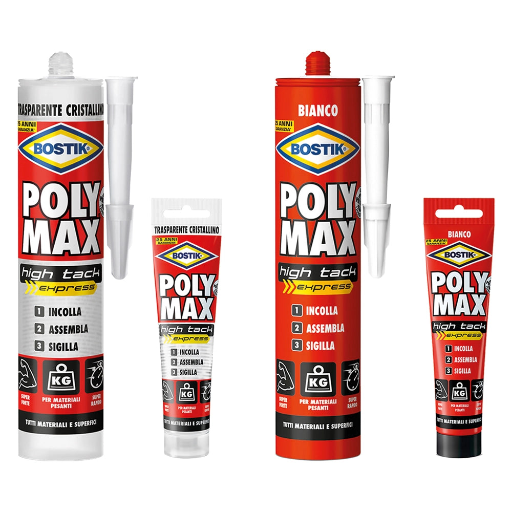 12pz adesivo sigillante universale 'poly max' hte gr. 165 - bianco (clip strip) cod:ferx.9120088nlm